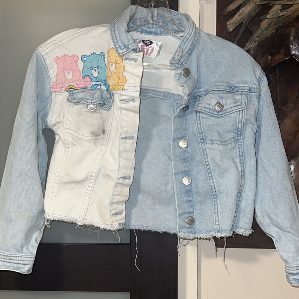 Care Bears Blue and White Jean Jacket Split Design